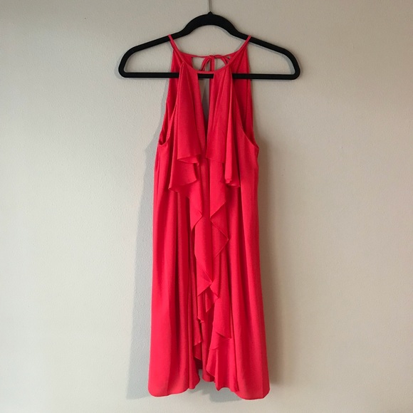 BCBG BCBGMaxAzria Red Ruffle Halter Cocktail Dress - Picture 7 of 7